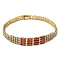 Rack Plating Brass Rectangle Link Bracelet, Cubic Zirconia Tennis Bracelets, Long-Lasting Plated, Cadmium Free & Lead Free, Real 18K Gold Plated, 7-1/4 inch(18.5cm)