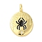 Brass Micro Pave Cubic Zirconia Pendants, Cadmium Free & Nickel Free & Lead Free, with Enamel, Real 18K Gold Plated, Oval, Spider, 25x17x6mm, Hole: 3.8mm