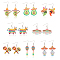 8 Pairs 8 Styles Cactus & Avocado & Horse Acrylic Dangle Earrings, Platinum Iron Cinco de Mayo Jewelry for Women, Mixed Color, 35~63mm, Pin: 0.8mm, 1 Pair/style