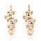 Brass Micro Pave Cubic Zirconia Links Connectors, Light Gold, Long-Lasting Plated, Cadmium Free & Lead Free, Clear, 13x5x2mm, Hole: 1mm