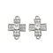 Brass Micro Pave Cubic Zirconia Connector Charms, Cadmium Free & Nickel Free & Lead Free, Cross, Platinum, 13.5x9.5x3mm, Hole: 1.2mm