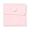Square Velvet Jewelry Bags, with Snap Fastener, Pink, 6.7~7.3x6.7~7.3x0.95cm