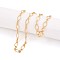 Brass Cable Chains Necklace Making, with Lobster Claw Clasps, Real 18K Gold Plated, 17.71 inch(45cm) long, Link 1: 9x4x0.6mm,  Link 2: 3.5x3x0.6mm, Jump Ring: 5x1mm