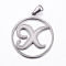 Non-Tarnish 304 Stainless Steel Pendants, Flat Round with Letter, Stainless Steel Color, Letter.X, 28x25x1.2mm, Hole: 6x3.5mm
