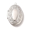 Brass Oval Locket Pendants, Long-Lasting Plated, Rack Plating, Cadmium Free & Lead Free, Platinum, 41.5x27x9.5mm, Hole: 2mm, Inner Diameter: 29x18mm