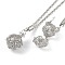 Brass with Rhinestone Pendant Necklaces, Iron Rolo Chains, Round, Platinum, 32.01 inch(813mm) long, pendant: 39.5x28.5mm, 21.5mm inner diameter