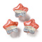 Gradient Color Transparent Hand-drawed Acrylic Beads, Star, Tomato, 19.5x21.5x16mm, Hole: 2.3mm