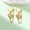 Heart Brass Micro Pave Clear Cubic Zirconia Hoop Earrings, Nickel Free, Chain Charm, Real 18K Gold Plated, 37.5x11x14mm