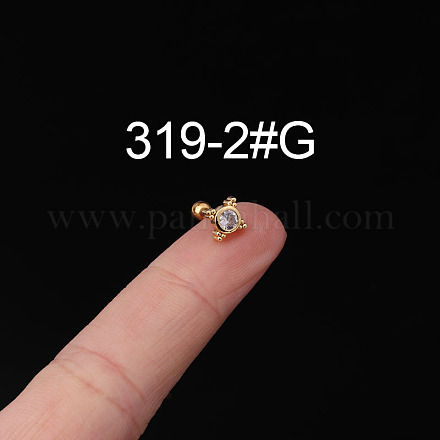Серьги для хряща из хирургической нержавеющей стали 316L с прозрачным кубическим цирконием WG107EC-22-1