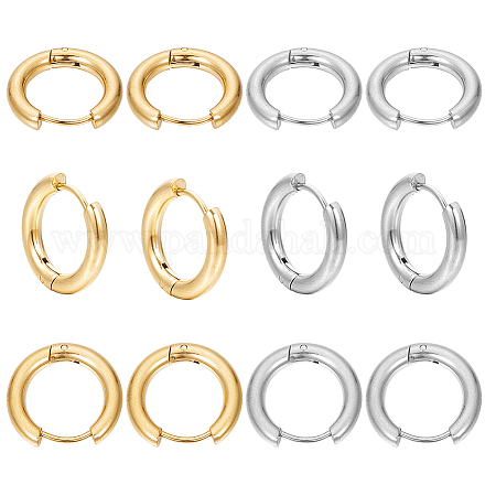 12 пара серег-колец Huggie Hoop из нержавеющей стали 202 и 304 EJEW-SC0001-41-1