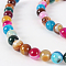 Natural Striped Agate/Banded Agate Round Bead Strands, Dyed, Mixed Color, 6mm, Hole: 1mm, about 62pcs/strand, 14.8 inch