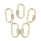 Brass Micro Pave Clear Cubic Zirconia Screw Carabiner Lock Charms, for Necklaces Making, Oval, Golden, 30x17x5.5mm, Screw: 9.5x5.5mm