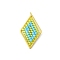 Glass Seed Beaded Rhombus Pendants, with Jump Ring, Light Sky Blue, 26x16.5x2.2mm, Hole: 2.5mm