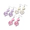 Painted Poplar Wood Dangle Earrings, with 316 Surgical Stainless Steel Earring Hooks, Flat Round & Monstera Leaf, Mixed Color, 72mm, Pin: 0.6mm