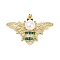 Brass Micro Pave Cubic Zirconia Pendants, Bees, with ABS Plastic Pearl, Lead Free & Cadmium Free, Long-Lasting Plated, Real 18K Gold Plated, 29x46x14mm, Hole: 3.5x3.5mm