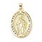 Brass Micro Pave Cubic Zirconia Pendants, Saint Jude, Lead Free & Cadmium Free, Long-Lasting Plated, Oval, 31x21x3mm, Hole: 4.5x3.5mm