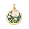 Brass Enamel Pendants, with Imitation Pearls, Rack Plating, Lasting Plated, Cadmium Free & Lead Free, Flat Round, 20x18x4mm, Hole: 3x2.5mm