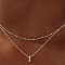 Brass Double Layer Small Letter Pendant Necklaces for Women, Platinum, Letter J, 15.75 inch(40cm)