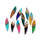 Opaque Resin & Walnut Wood Big Pendants, Leaf Charms, Mixed Color, 53x11.5x3mm, Hole: 1.8mm