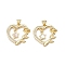 Brass Micro Pave Clear Cubic Zirconia Pendants, Cadmium Free & Lead Free, with Shell, Heart & Flower Charms, Real 18K Gold Plated, 23.5x24x4mm, Hole: 5x3.5mm