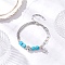 304 Stainless Steel Multi-layered Bracelets, Alloy Clear Cubic Zirconia Charms Bracelets for Women, with Synthetic Turquois, Star, 8-1/8 inch(20.6cm)