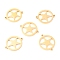 304 Stainless Steel Links Connectors, Flat Round with Star, Golden, 15x12x1.1mm, Hole: 1mm