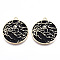 Eco-Friendly Alloy Enamel Pendants, Cadmium Free & Lead Free & Nickel Free, Flat Round with Branch & Moon, Light Gold, Black, 26.5x24x1.2mm, Hole: 1.6mm