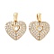 Brass Micro Pave Cubic Zirconia Unfold Pendants, Heart Charms, with Glass, Nickel Free, Clear, 25x20x4.5mm, Hole: 4.5x3mm