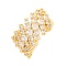 Brass Micro Pave Clear Cubic Zirconia Open Cuff Rings, for Women, Lead Free & Cadmium Free, Real 18K Gold Plated, 12.5mm, Adjustable