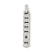 304 Stainless Steel Pendants, with Rhinestone, Rectangle Charm, Stainless Steel Color, 35x6x3mm, Hole: 4x5mm