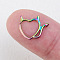 316L Surgical Stainless Steel Hoop Nose Rings, Cartilage Earrings, Evil Heart, Rainbow Color, Inner Diameter: 8mm, Pin: 0.8mm