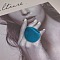 Oval Resin Finger Rings for Women, Steel Blue, Inner Diameter: 17mm