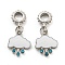 Rack Plating Alloy Enamel Cloud European Dangle Charms, Large Hole Pendants, with Indicolite Rhinestone, Platinum, Cadmium Free & Nickel Free & Lead Free, White, 28mm, Hole: 4.5mm, Cloud: 14.5x12.5x2mm