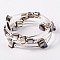 Shell Beads Wrap Bracelets, Dyed, Steel Bracelet Memory Wire with Brass Tube Beads and Iron Round Beads, Platinum, 59mm, Camel, 59mm