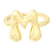 Rack Plating Brass Open Cuff Rings, Long-Lasting Plated, Letter, Letter M, 14mm