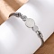 Religion 304 Stainless Steel Bangles for Women, Flat Round with Saint Benedict, Stainless Steel Color, Inner Diameter: 2-1/2 inch(6.45cm)