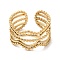 Ion Plating(IP) 304 Stainless Steel Wave Open Cuff Ring for Women, Real 18K Gold Plated, US Size 7 1/4(17.5mm)