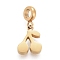 Ion Plating(IP) 304 Stainless Steel Charms, with Tube Bails, Manual Polishing, Cherry, Golden, 13.7mm, Pendant: 8.4x6.7x1.8mm, Hole: 2.5mm