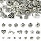 20 Styles Tibetan Style Alloy Beads, Mixed Shapes, Antique Silver, 6~16x6~12x3~9mm, Hole: 1~3mm, 3pcs/style
