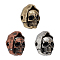 3Pcs 3 Colors Brass Beads, Skull, Mixed Color, 13.5x10.5x9.5mm, Hole: 2mm, 1pc/color