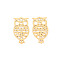 304 Stainless Steel Filigree Joiners Links, Laser Cut, Owl, Real 14K Gold Plated, 18x10x0.5mm