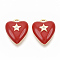 Brass Micro Pave Clear Cubic Zirconia Charms, with Enamel, Nickel Free, Real 18K Gold Plated, Heart with Star, Red, 13.5x11.5x3.5mm, Hole: 1.2mm