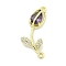 Rack Plating Brass Micro Pave Clear Cubic Zirconia Flower Connertor Charms, Rose Glass Links, Real 18K Gold Plated, Cadmium Free & Lead Free, Long-Lasting Plated, Lilac, 26x14x4.5mm, Hole: 1.5mm