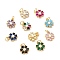 Rack Plating Brass Micro Pave Cubic Zirconia Charms, with Pearl, Cadmium Free & Lead Free, Real 18K Gold Plated, Flower, Mixed Color, 12.5x10.5x4mm, Hole: 3.6mm