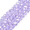 Electroplate Glass Beads Strands, AB Color Plated, Faceted, Rondelle, Lilac, 6x5mm, Hole: 1mm, about 80~85pcs/strand, 38~40cm