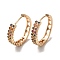 Brass Micro Pave Colorful Cubic Zirconia Hoop Earrings, Hollow Oval, Light Gold, 25.5x26x5mm