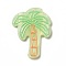 Printed Opaque Acrylic Pendants, Coconut Tree Pattern, 37x28x2.5mm, Hole: 1.5mm