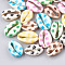 Printed Natural Cowrie Shell Beads, No Hole/Undrilled, Star Pattern, Mixed Color, 20~26x13~18x5~7mm
