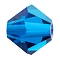 Preciosa® Crystal Beads, Czech Crystal, Bicone(451 69 302 Rondelle), 60310 Capri Blue, 5mm, Hole: 1mm
