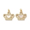 Brass Micro Pave Cubic Zirconia Pendants, Cadmium Free & Lead Free, with Shell, Real 18K Gold Plated, Crown, Clear, 19.5x21x2.5mm, Hole: 3mm